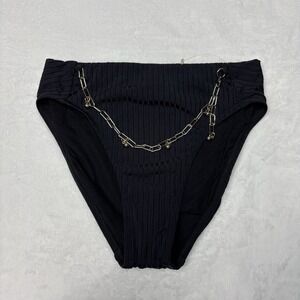 Robin Piccone Yasmine Bikini Bottoms Size Extra Small NEW High Waist Chain Black